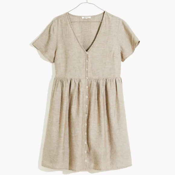 Madewell Linen-Blend Alexandra Button-Front Mini Dress - Picture 2 of 7
